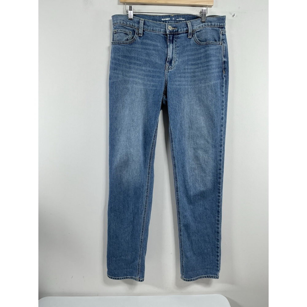 Womans Excellent Condition Old Navy Boyfriend Blue Jeans Size 10 Long Straight